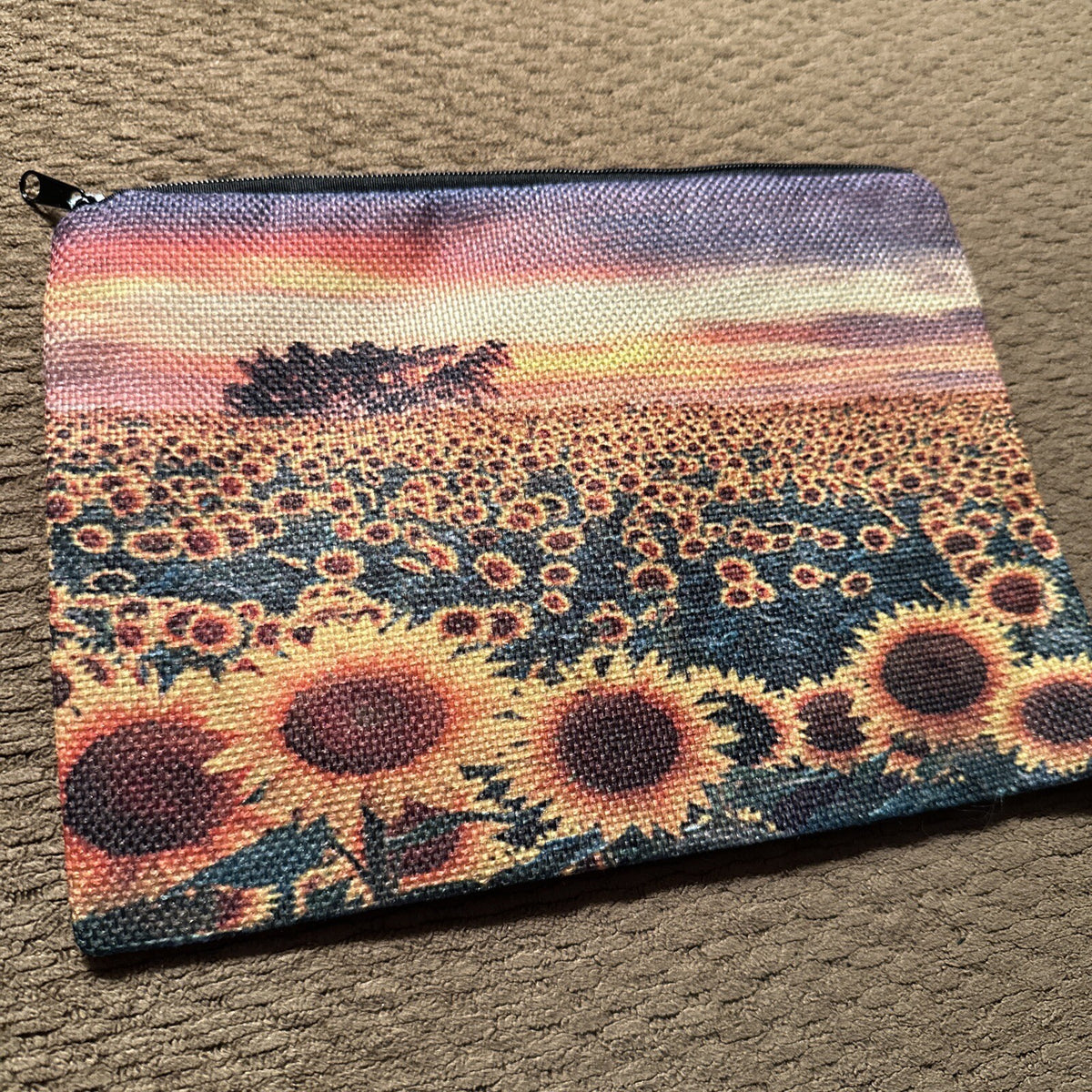 Colorful Sunflowers Fabric Makeup Bag Water Resistant Gift-Ready