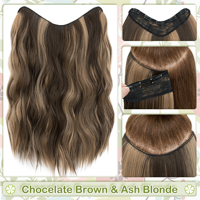 One Piece Clip-In Hair Extensions 3/4 Full Head V-Shaped Hairpiece Multiple Colors & Lengths