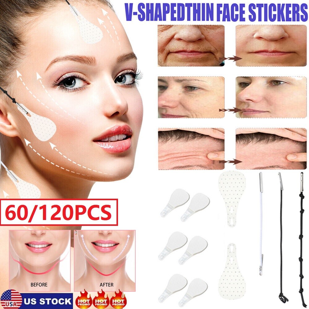 Invisible Face Lift Tape Stickers - V-Line Chin & Wrinkle Remover, Pack of 60 or 120 pcs