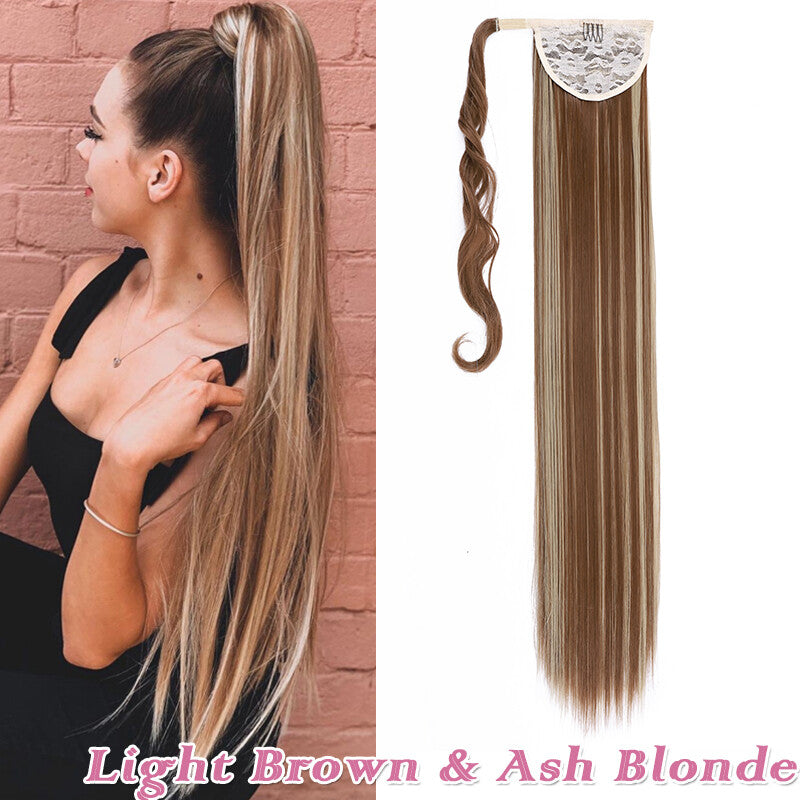 Clip-In Thick Hair Ponytail Extension - Real Human Hair, Various Lengths & Colors