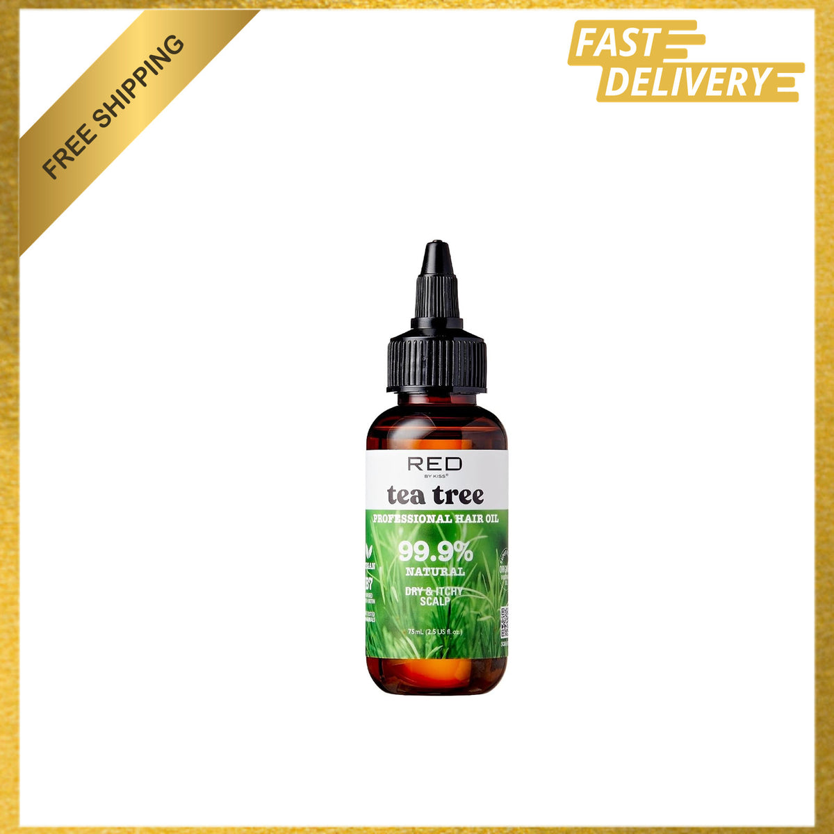 Organic Vegan Hair Oil with Biotin & Tea Tree for Dry Scalp - 2.5 Fl Oz