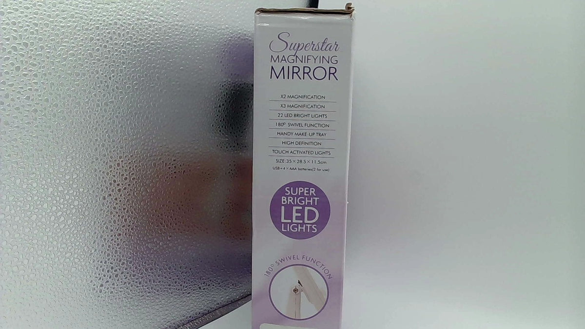 Magnifying Mirror with Touch Sensitive Light and LED Illumination - White