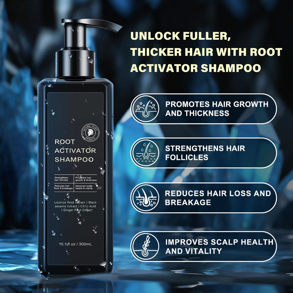 Root Activator Shampoo for Men, Hair Growth Shampoo, Loss, Thinning