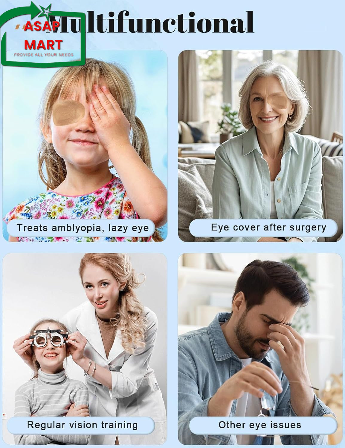 Disposable Breathable Adhesive Eye Patches for Adults, 20 Pack