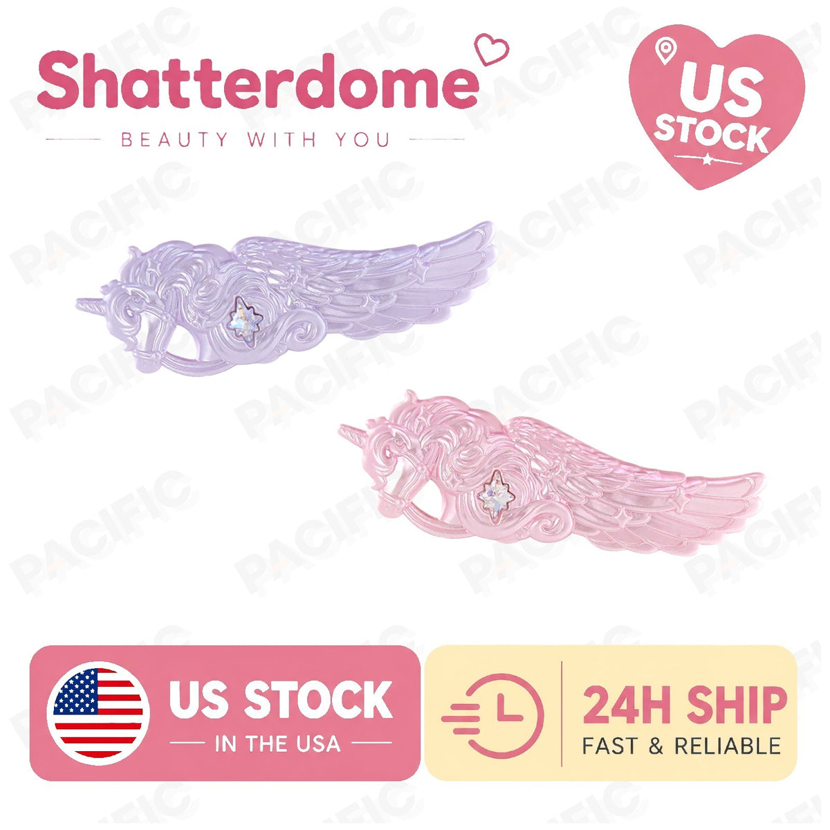Flower Knows Knight Unicorn Hair Clips Set of 2 US Stock