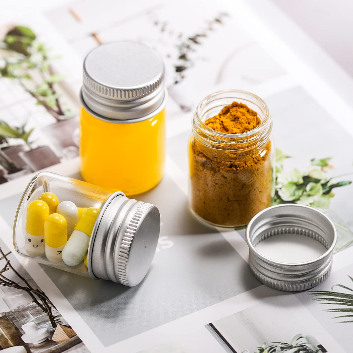 Mini Glass Jars with Aluminum Screw Lids - 36 Pack 15ml Leakproof Storage Containers