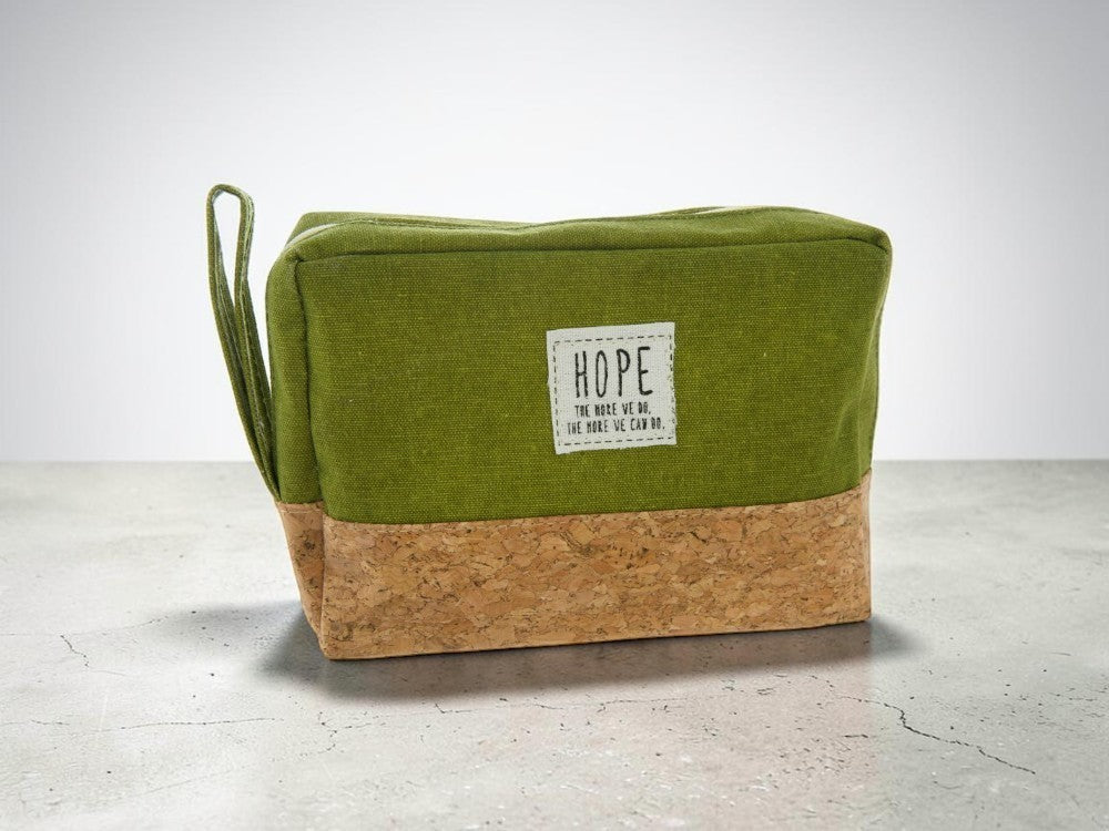 Travel Makeup Pouch with Cork & Canvas Zipper Bag – Water Resistant, Portable
