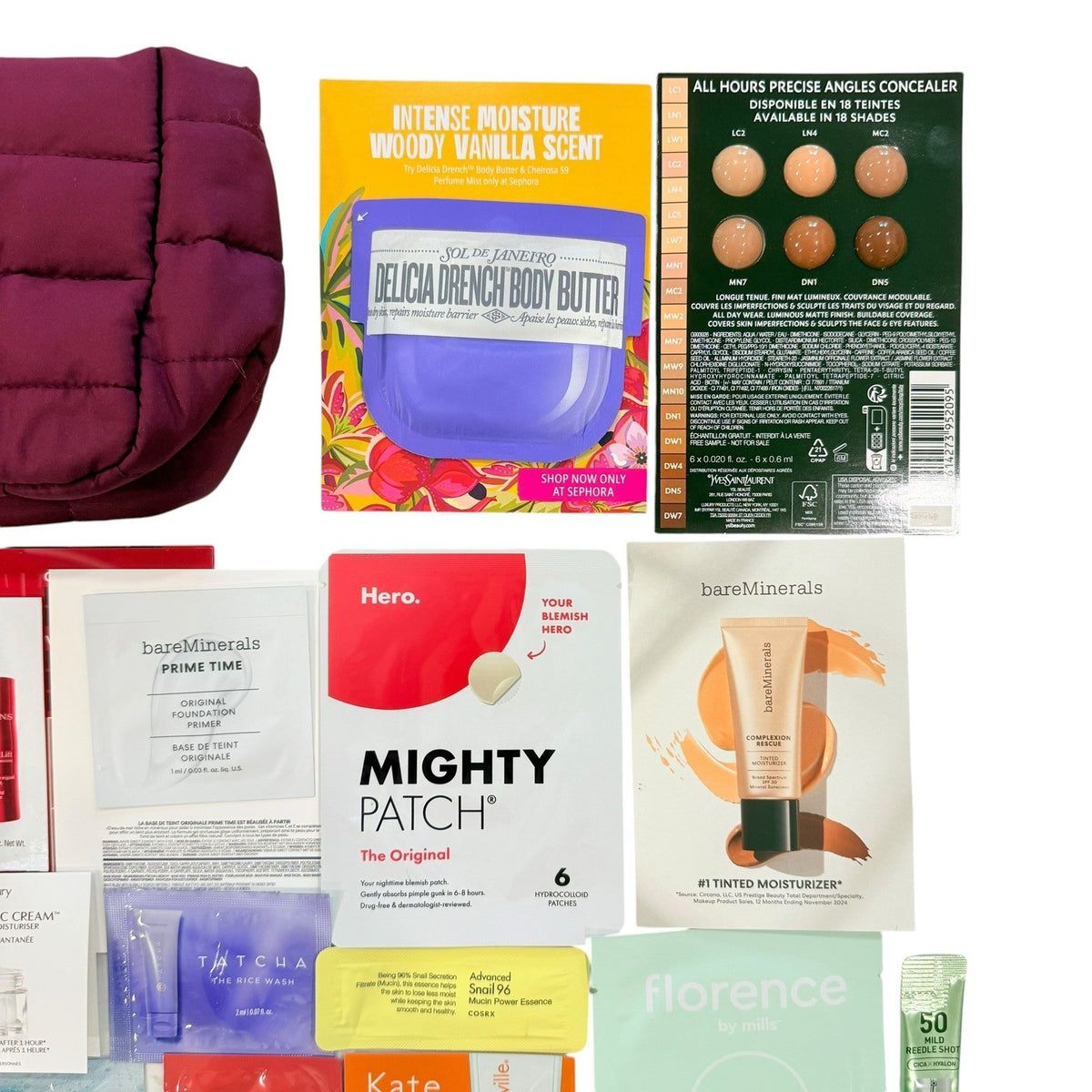 28-Piece Beauty Sample Gift Set with Makeup, Skincare & Hair Care Travel Pouch