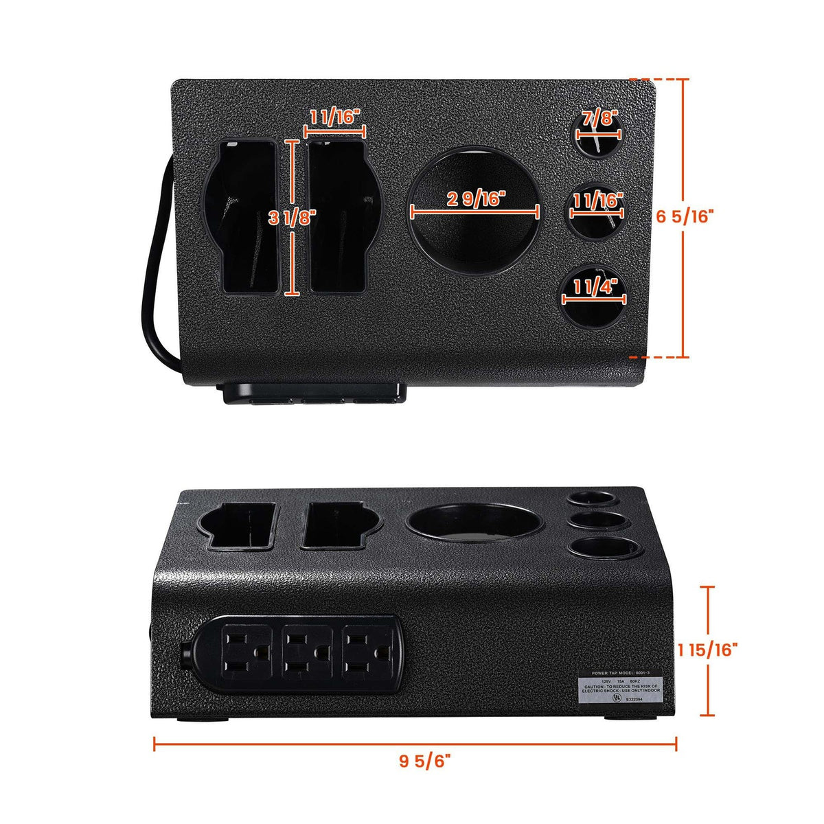 Salon Flat Iron & Blow Dryer Holder Stand with 3 Outlets - Desktop Organizer
