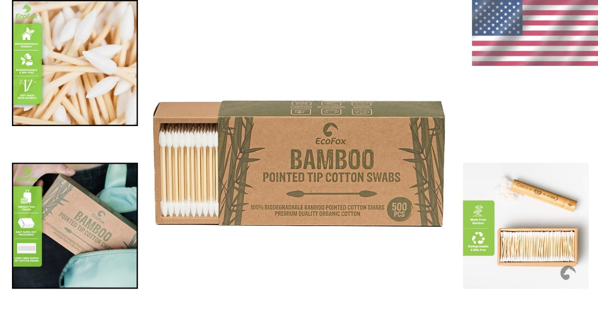Eco-Friendly Bamboo Cotton Swabs 500 Count - Multipurpose Makeup & Craft Tools