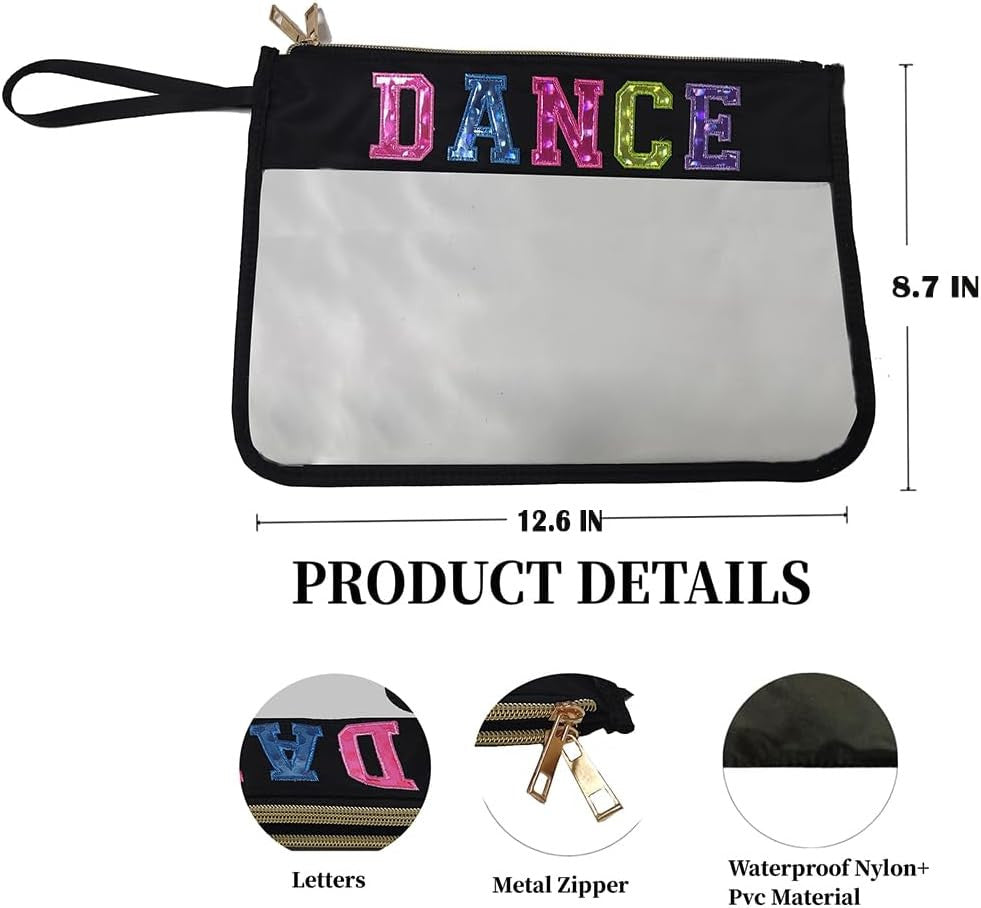 Clear Makeup Bag with Letter Patch Waterproof Travel Cosmetic Pouch