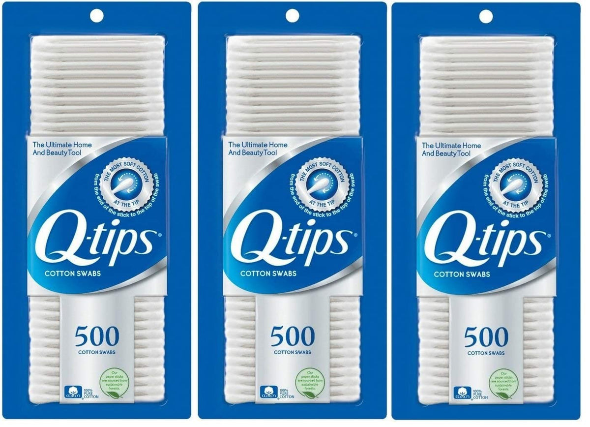 Cotton Swabs Pack of 3 - 1500 White Hygienic Q-Tips for Baby & Pet Care
