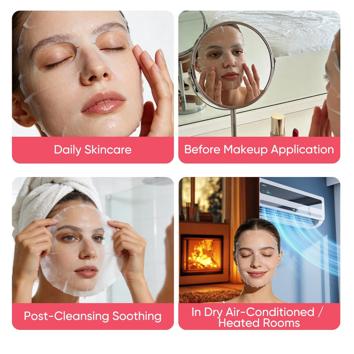 Hydrating Collagen Face Masks Pack of 10 for Deep Moisturization