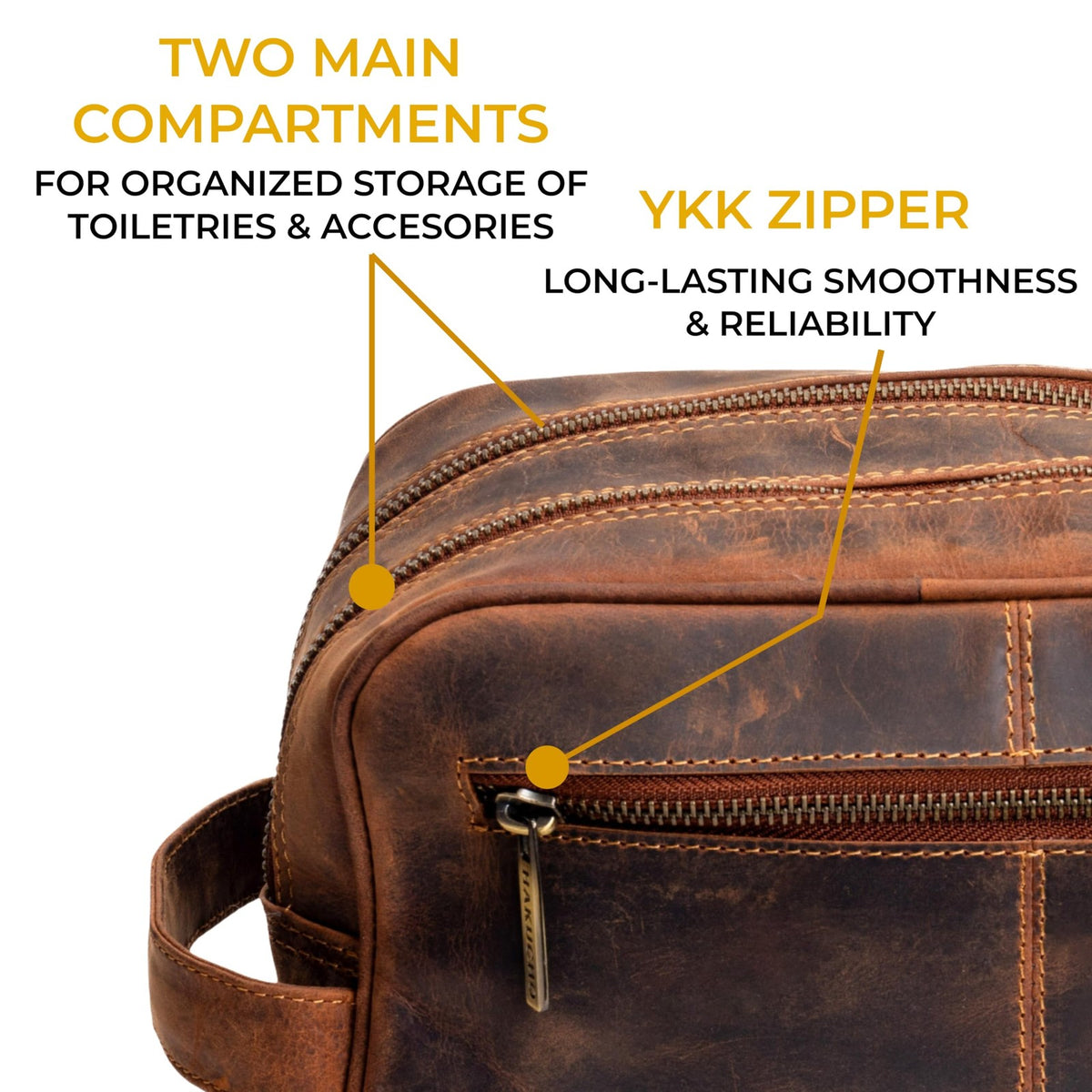 Leather Travel Toiletry Bag for Men Women Waterproof Organizer