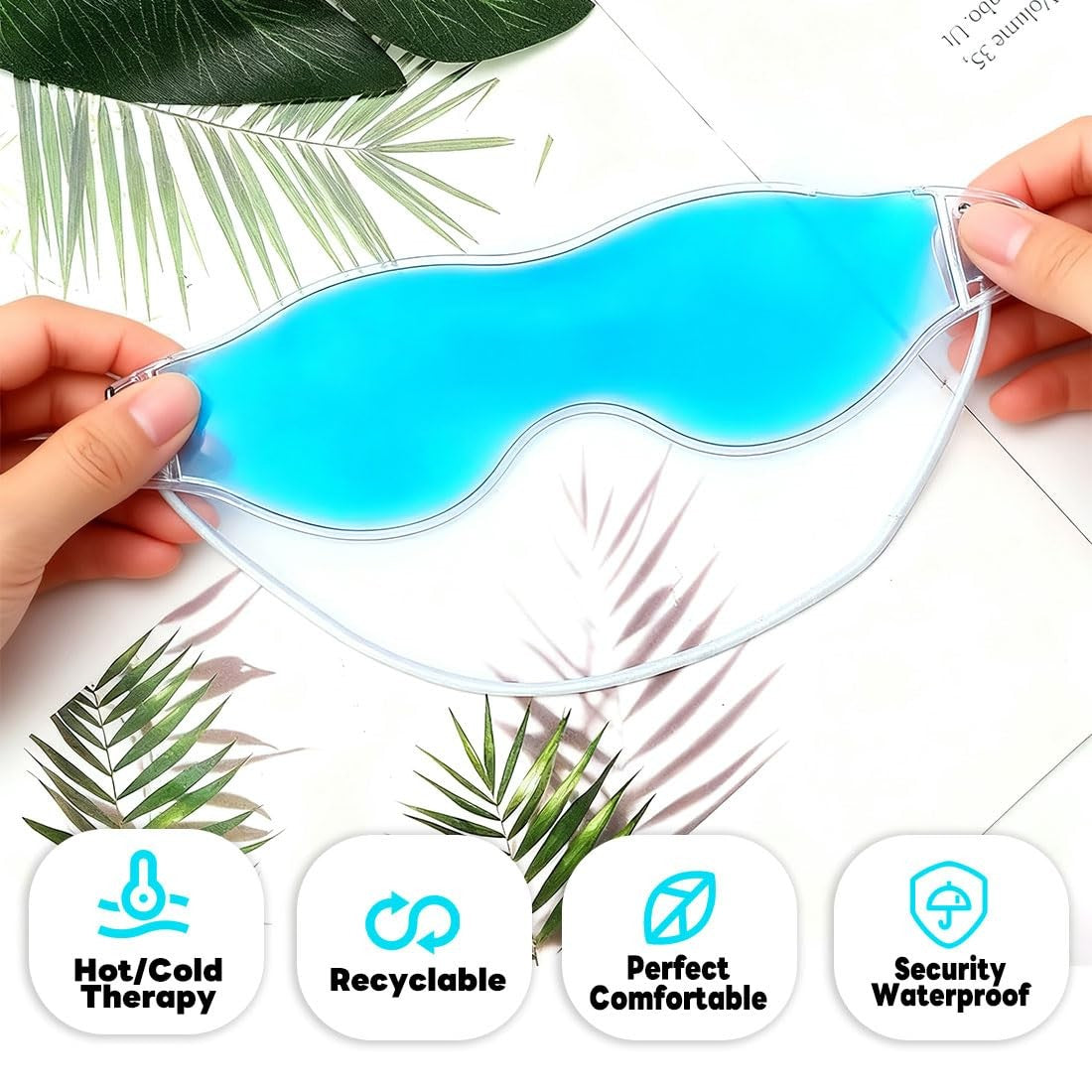 Cooling Eye Masks 4 Pack - Reusable Cold Compress for Puffy Eyes & Dark Circles