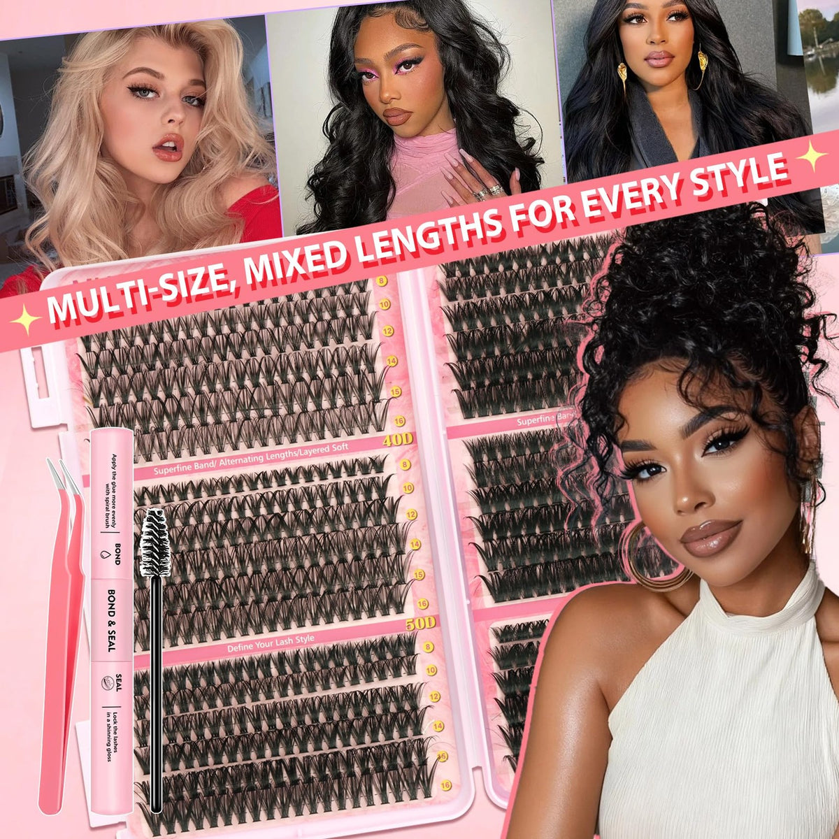 Wispy Lash Clusters Kit 708 Pcs Black - DIY Eyelash Extensions Pack