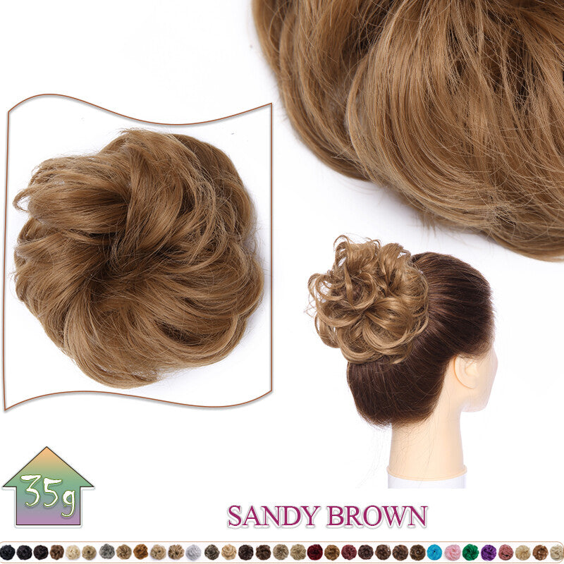 Curly Messy Bun Hair Extension Scrunchie Natural Updo Thick Human Hair