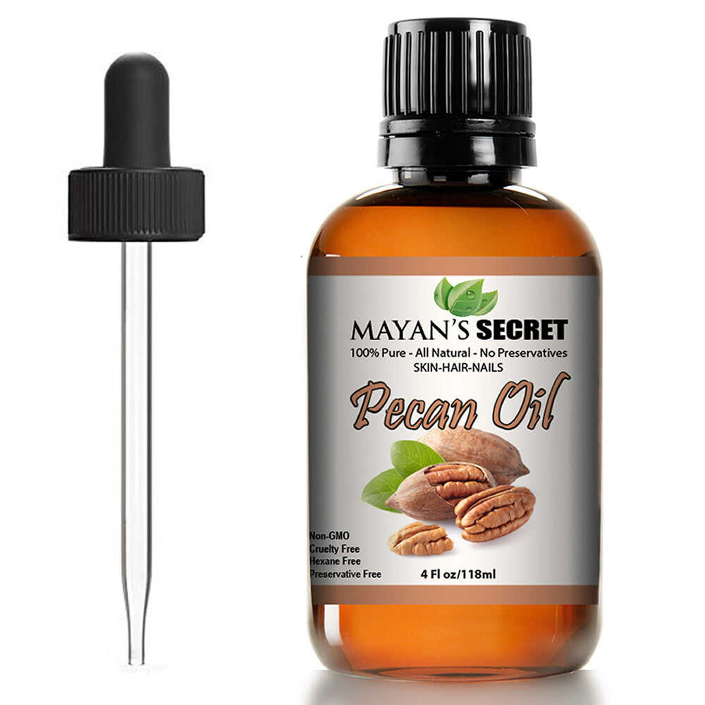 Pure Pecan Oil for Hair Skin Body Care - Cold Pressed 4oz