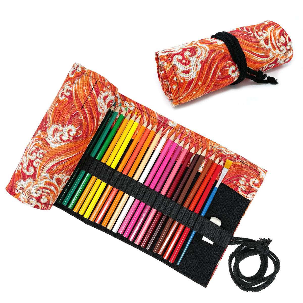 Pencil Roll Organizer with 72 Slots - Art Supply Travel Case, Canvas Wrap