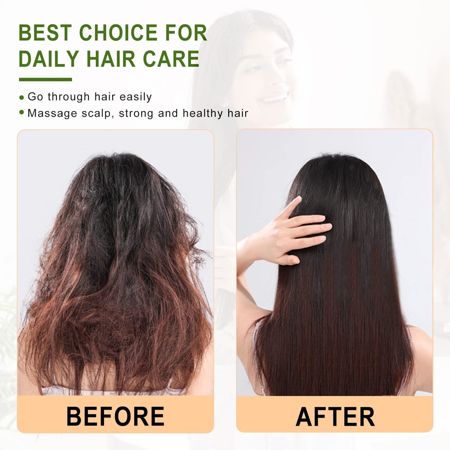 Natural Bamboo Paddle Hair Brush for Detangling and Scalp Massage - Yellow