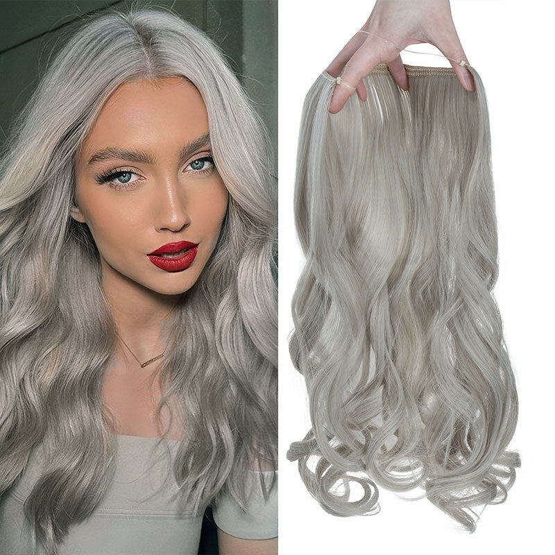 Invisible Wire Hair Extensions - Natural Synthetic Length & Body Wavy or Straight