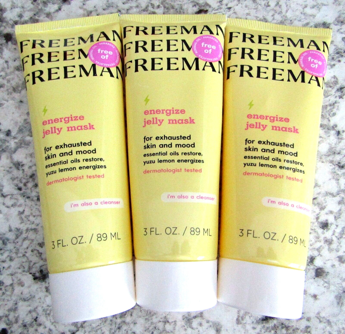 Freeman Energize Jelly Facial Mask 3 oz - Yuzu Lemon (3-Pack)