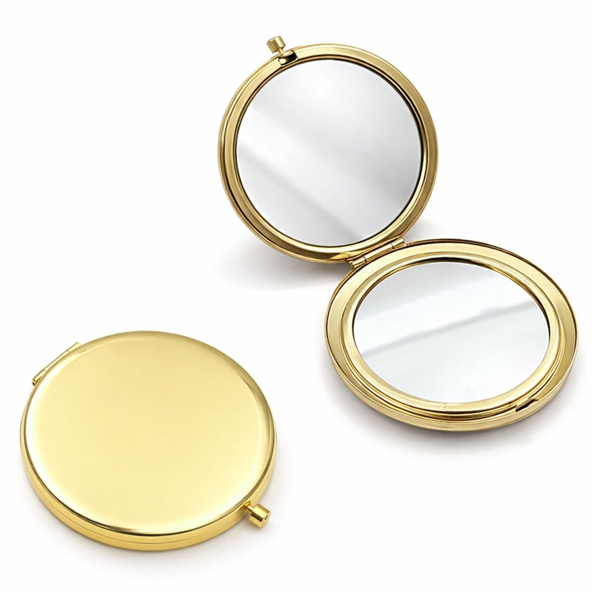Gold Compact Pocket Mirror Set, 2PCS Double-Sided Folding Makeup Mirrors
