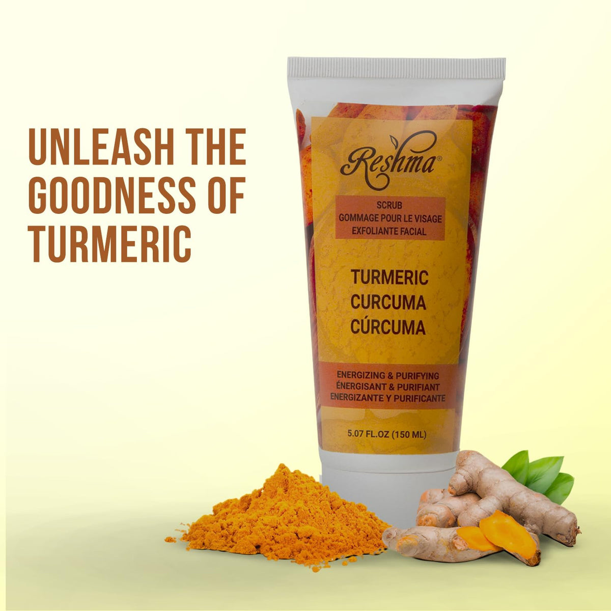 Turmeric Face and Body Scrub, Gentle Exfoliant Hydrating Cleanser