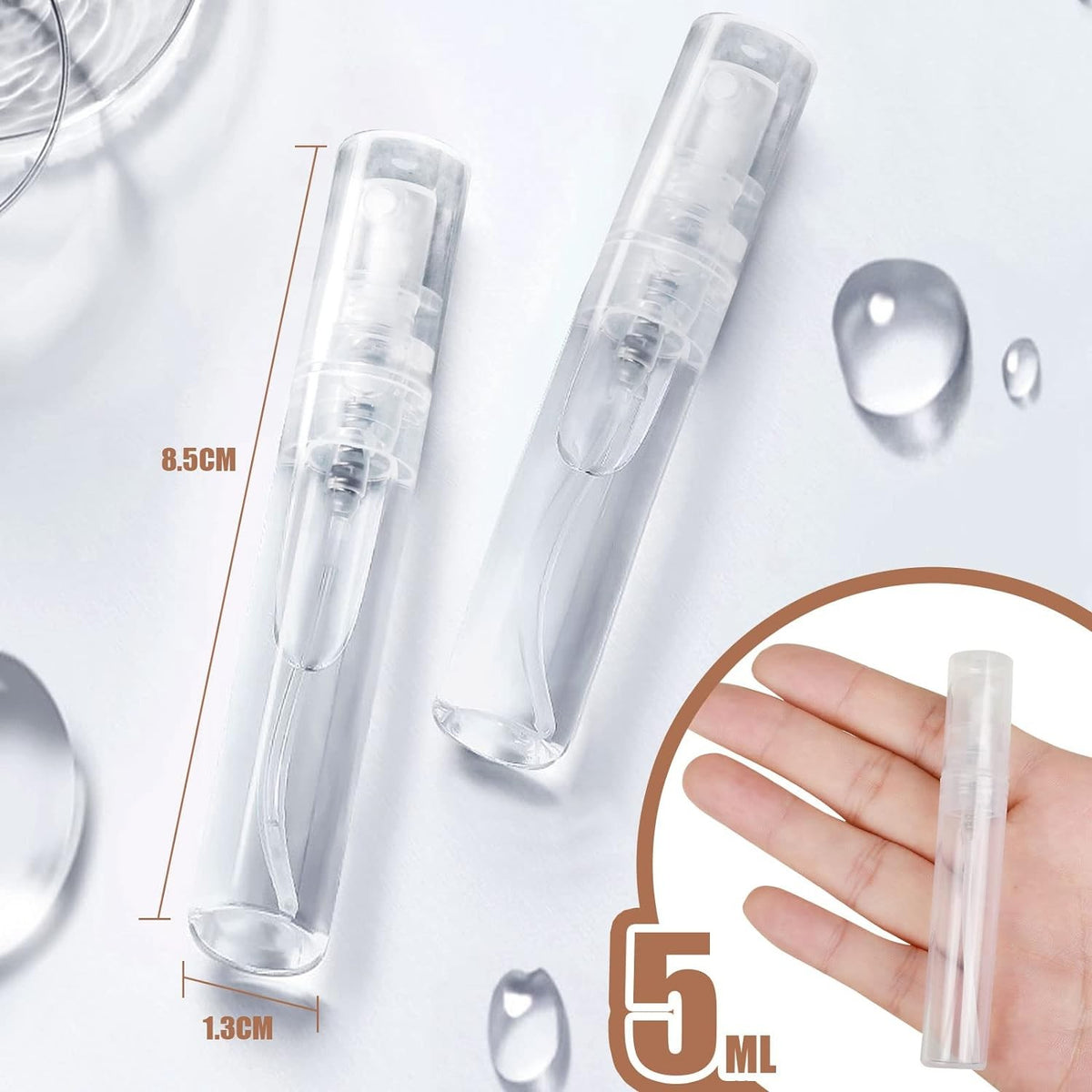 60PCS 5ml Clear Refillable Plastic Spray Bottles for Perfume Travel