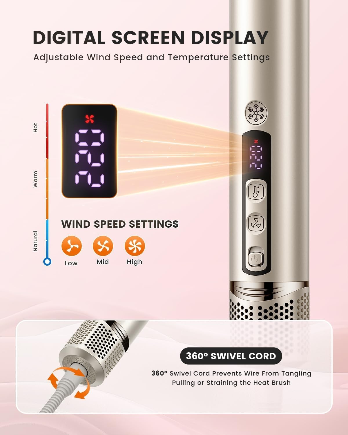 5-in-1 Professional Hair Dryer Brush - Multi-Styler with Auto-Wrap Curling