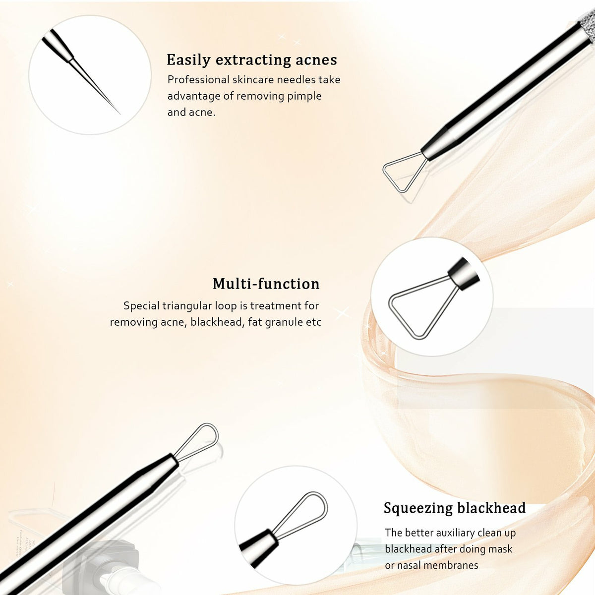 Blackhead & Acne Remover Pimple Comedone Extractor Tool Set - Stainless Steel