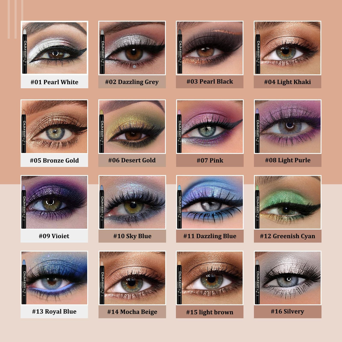 12-Color Shimmer Eye Shadow Pen Set with Retractable Tips