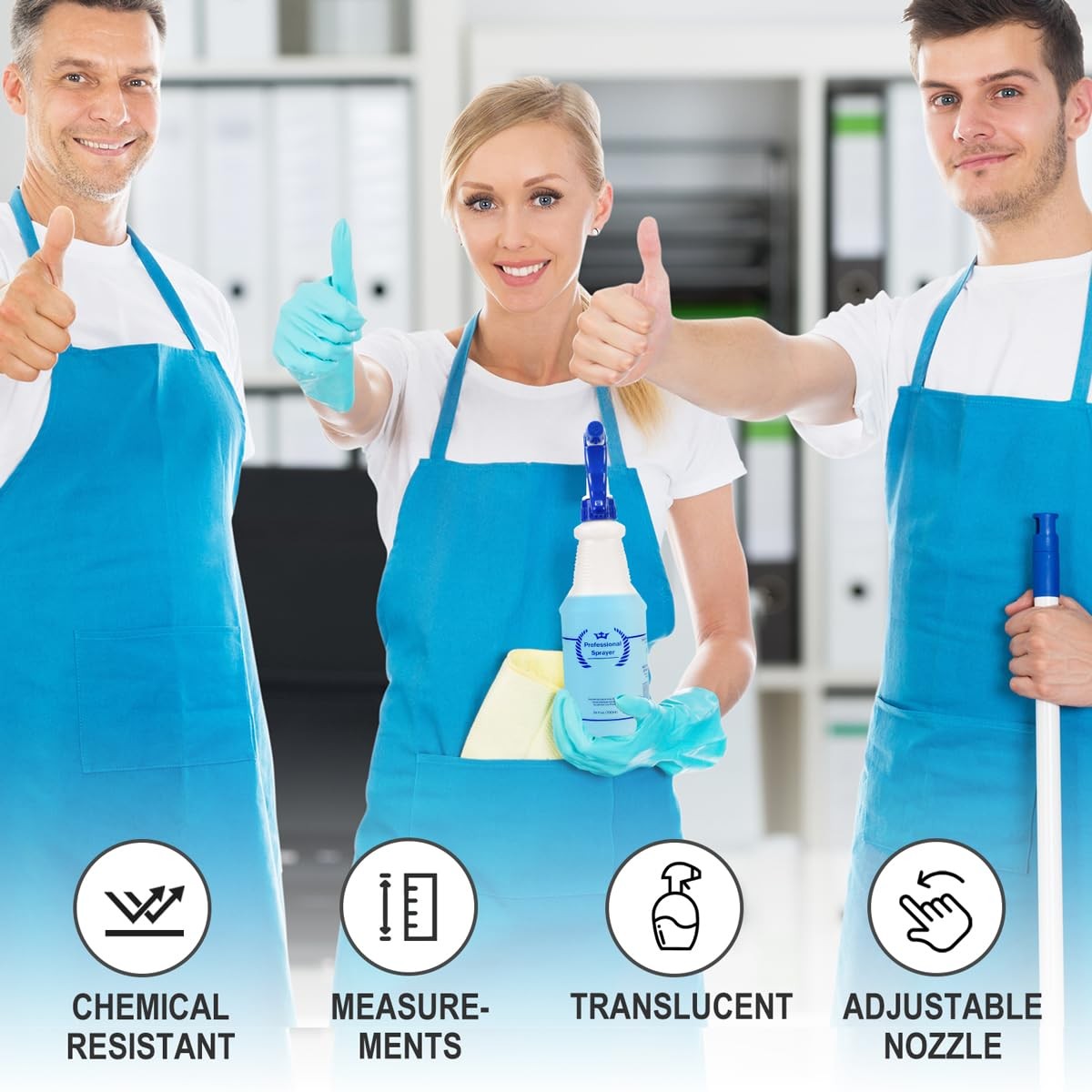All-Purpose 24 Oz Plastic Spray Bottles - Chemical Resistant Leak-Proof Mister Set