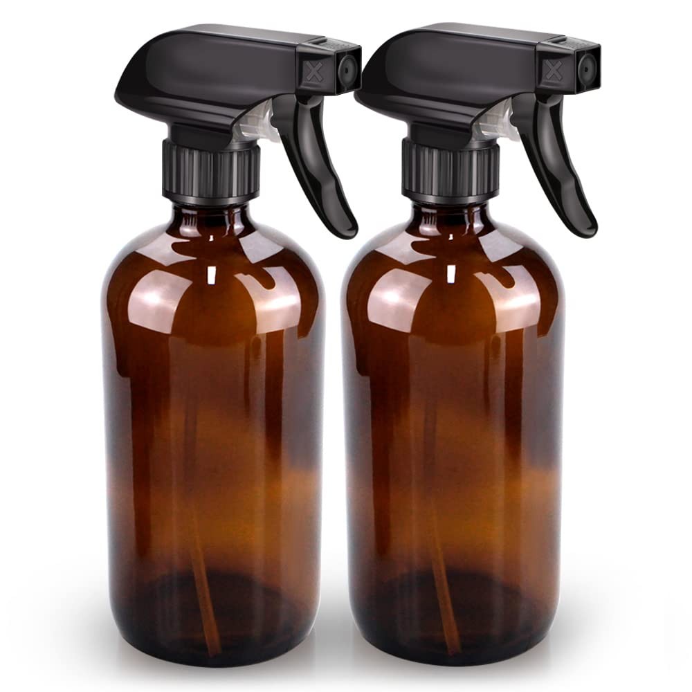 16Oz Amber Glass Spray Bottles Set for Plants & Cleaning Refillable Eco-Friendly