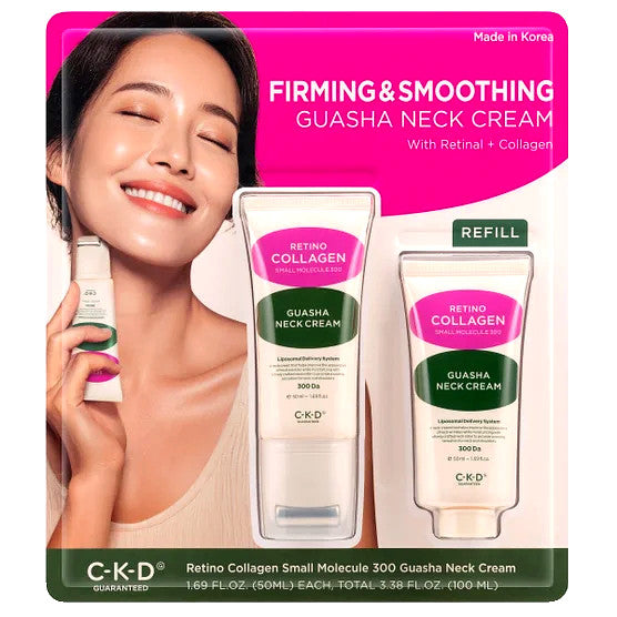 Retino Collagen Neck Cream with Gua Sha Roller - Firming & Moisturizing