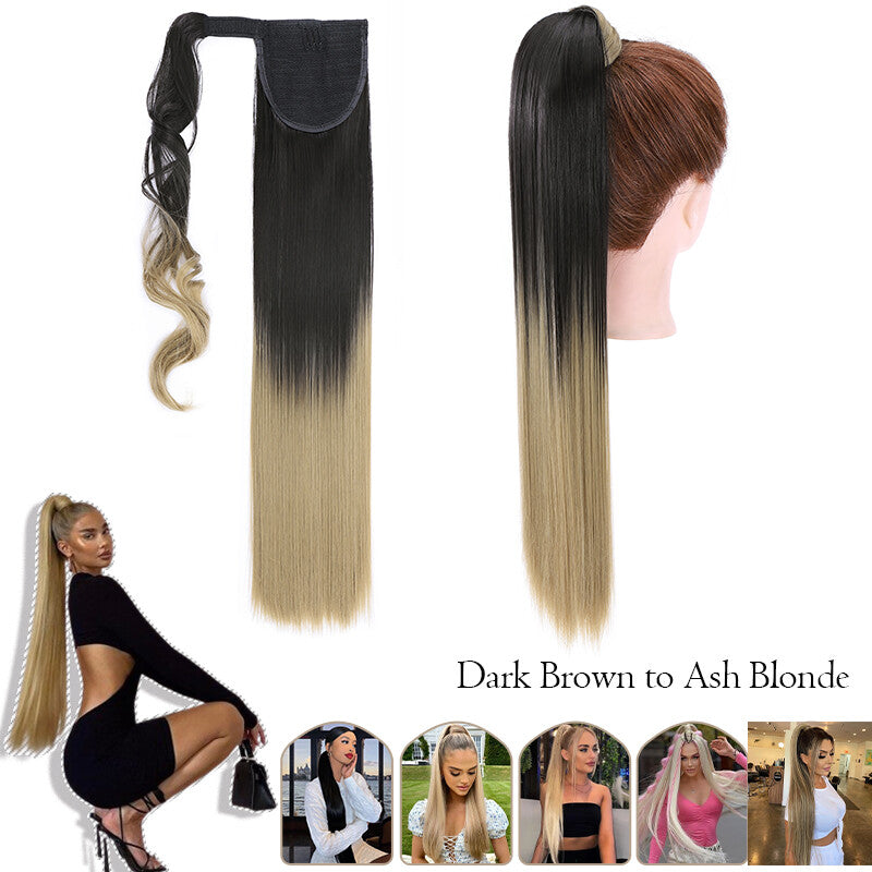 Mega Thick Wrap-On Ponytail Extensions - Natural Human Hair, Curly Wavy Straight
