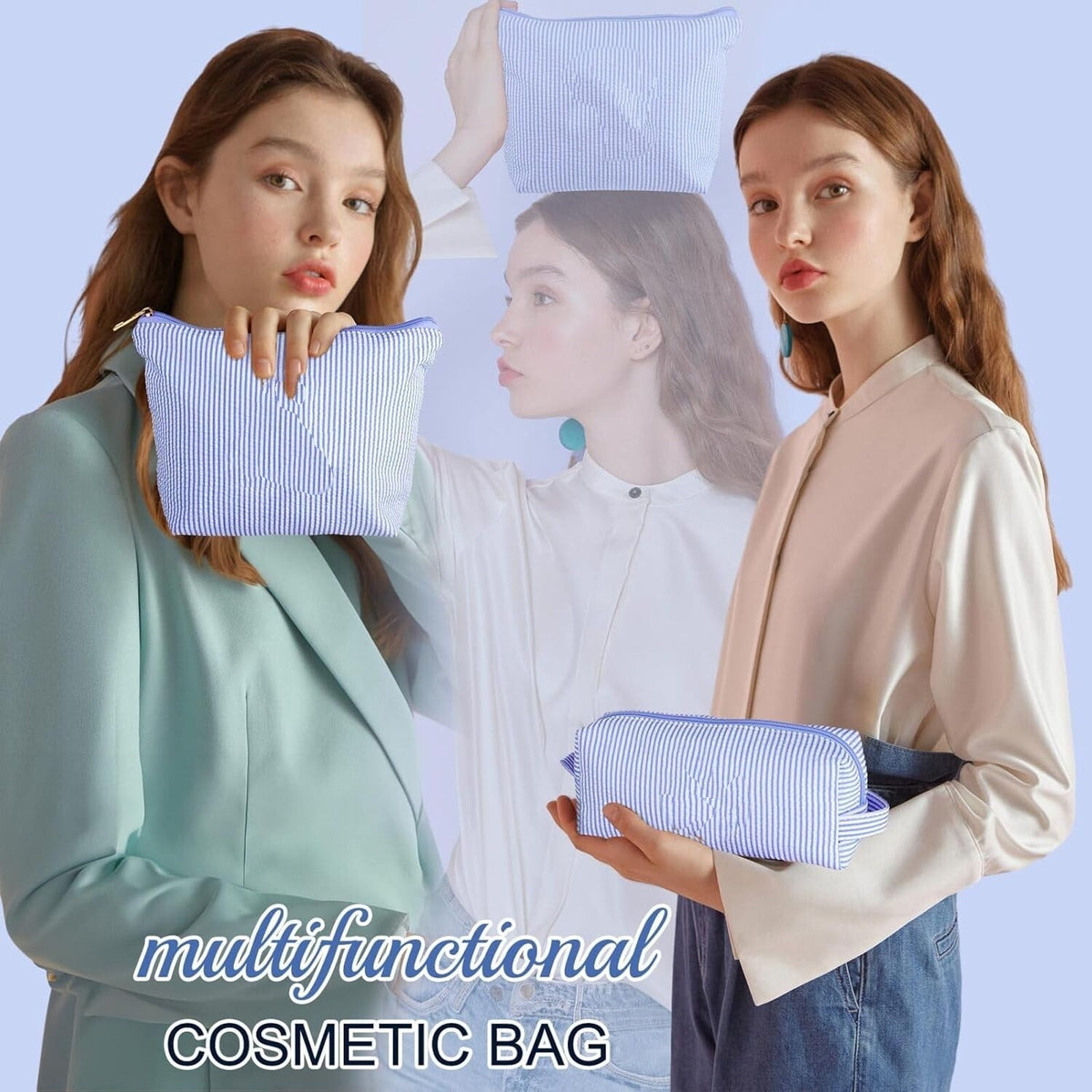 Personalized Initials Makeup Bag - Travel Cosmetic Case for Women and Teens