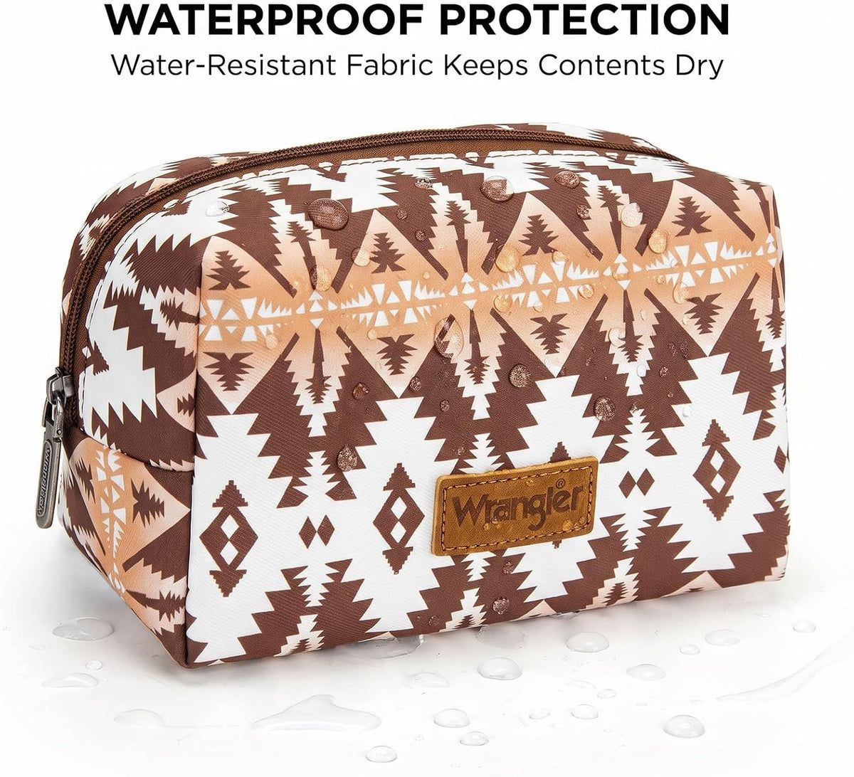 Waterproof Travel Makeup Bag with Aztec Print - Portable Cosmetic Organizer for Women