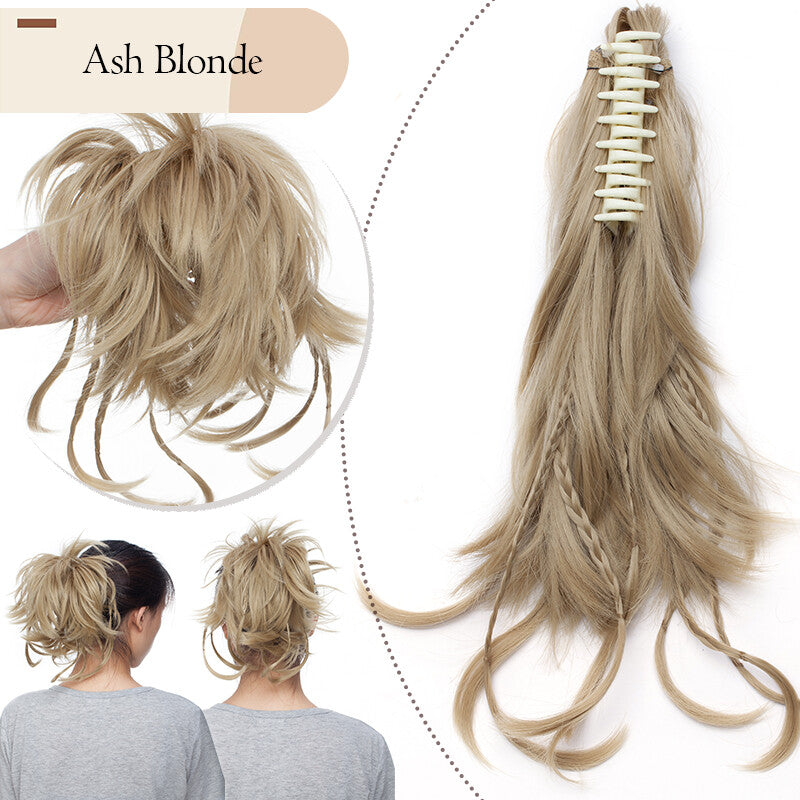 Clip-In Ponytail Hair Extension with Bendable Claw for Short Hair - Curly & Straight Styles
