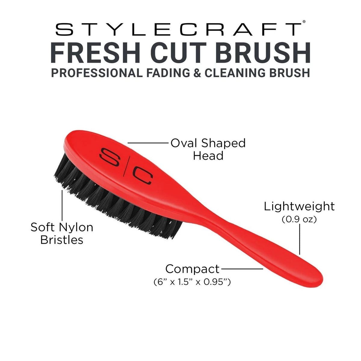 Professional Hair Fading and Cleaning Brush - Soft Nylon Bristles, Red