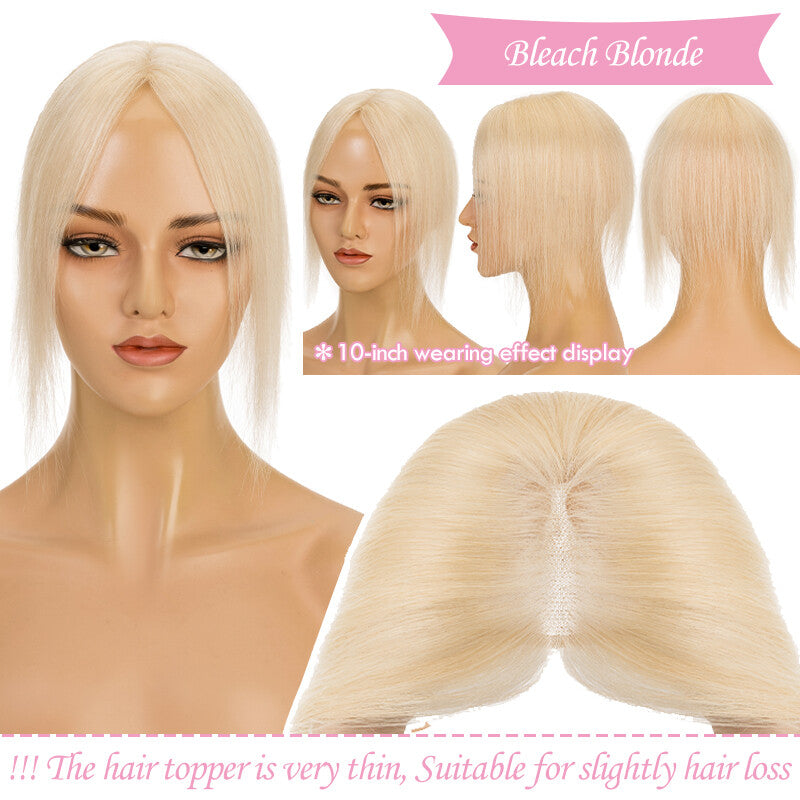 Remy Human Hair Topper Clip-In Lace Base Hairpiece for Women - Multiple Variants