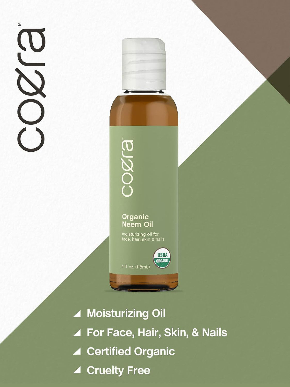 Organic Neem Oil for Skin Hair Nails 4 fl oz - Pure Natural Moisturizer