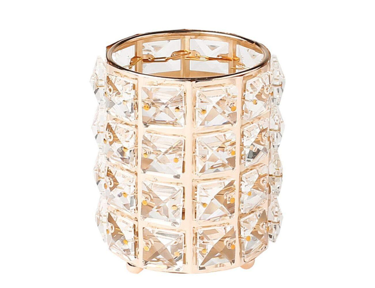 Gold Makeup Brush Holder Organizer Crystal Bling Pen & Cosmetic Storage