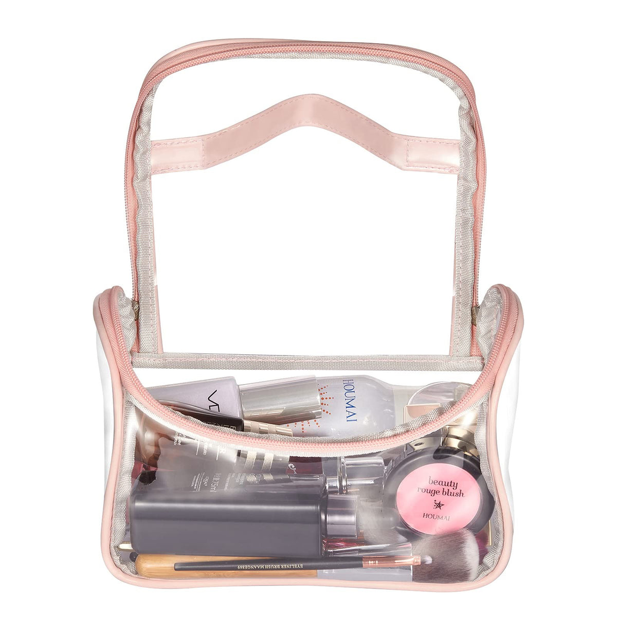Heavy Duty Clear Cosmetic Bag Waterproof Travel Toiletry Organizer Pink