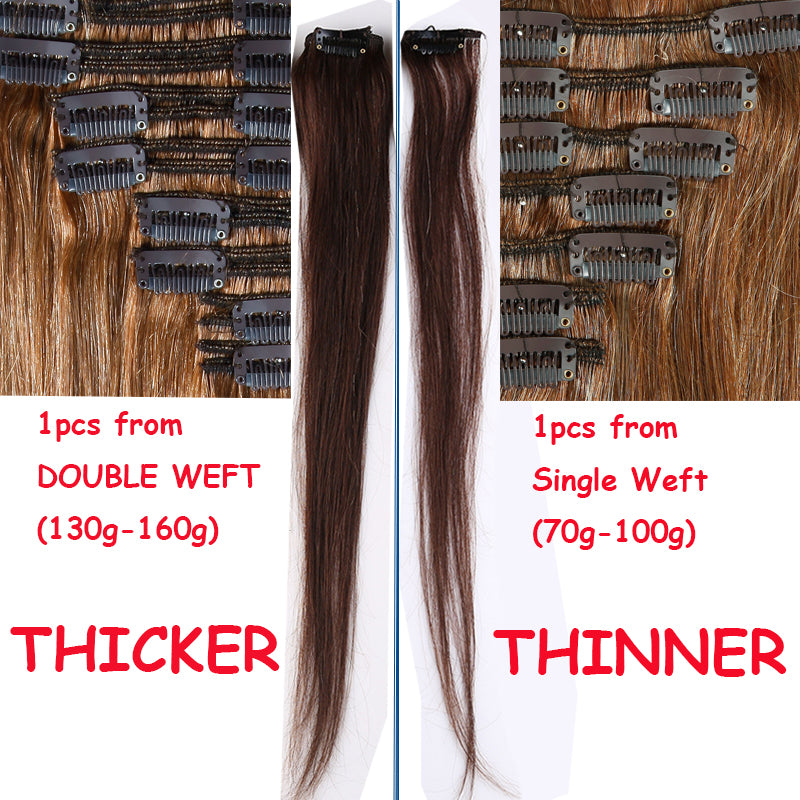 Full Head Clip-In Human Hair Extensions Double Weft Balayage - Thick & Natural
