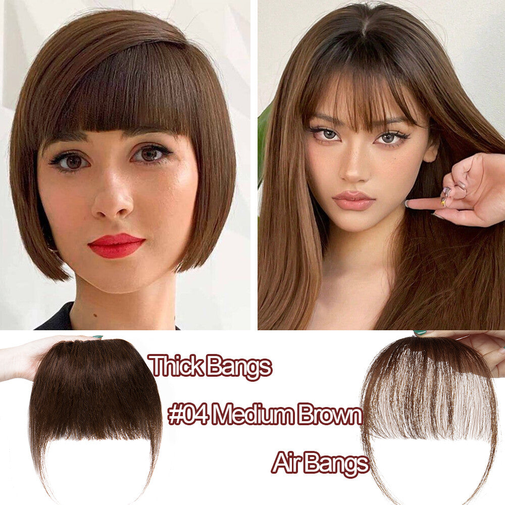 Clip-In Human Hair Bangs Extensions for Customizable Hairstyles