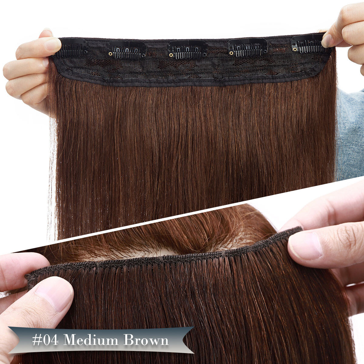 Clip-In Hair Extensions One Piece Full Head Remy Human Hair - Multiple Colors & Lengths