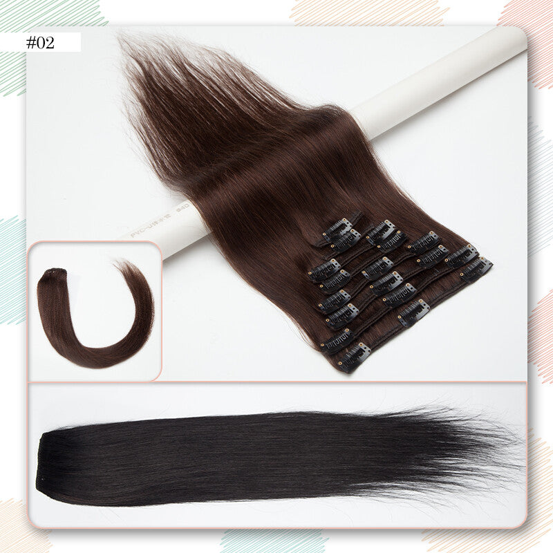 Clip-In Human Hair Extensions Full Head Set - Remy Straight Hair 8 Pieces