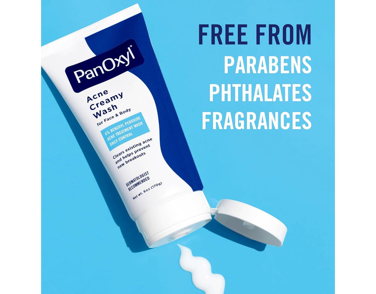 Acne Face & Body Wash with 4% Benzoyl Peroxide - 6 oz Pack of 3
