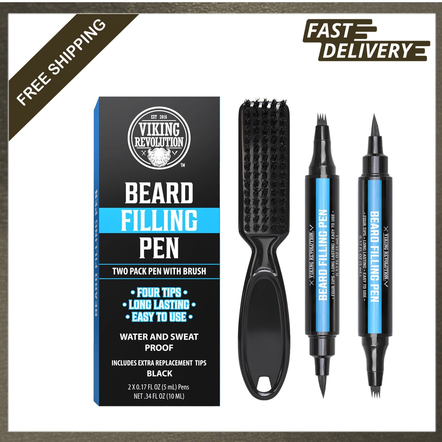 Waterproof Beard Pencil Filler Pen 2-Pack for Patchy Facial Hair - Long-Lasting & Precise